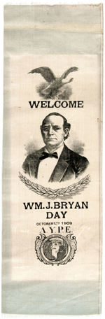 GIANT SIZE RIBBON FOR "WM J. BRYAN DAY" AT 1909 A.Y.P.E.