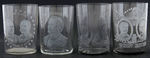 CAMPAIGN GLASSES: BRYAN 1896 JUGATE & SINGLE: BRYAN 1908 JUGATE, TAFT 1908 JUGATE.