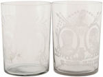 CAMPAIGN GLASSES: BRYAN 1896 JUGATE & SINGLE: BRYAN 1908 JUGATE, TAFT 1908 JUGATE.