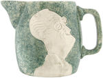 LARGE FDR STANGL PITCHER AND THREE MATCHING MUGS IN RARE GREEN COLOR.