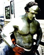 "THE INCREDIBLE HULK" LOU FERRIGNO'S PROSTHETIC HULK NOSE & BODY PAINT.