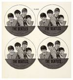 “THE BEATLES” UNUSED 9x10” PAPER SHEET FOR PRODUCING PIN-BACK BUTTONS.