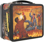 "THE WILD WILD WEST" UNUSED EMBOSSED METAL LUNCHBOX WITH THERMOS.