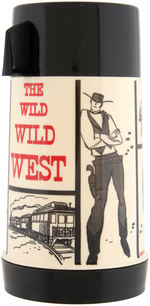 "THE WILD WILD WEST" UNUSED EMBOSSED METAL LUNCHBOX WITH THERMOS.