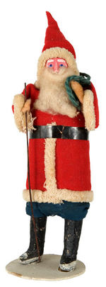 8" SANTA FIGURE WITH GREEN SACK.