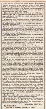 FIRST PUBLIC PRINTING OF EMANCIPATION PROCLAMATION OCT. 4, 1862 ISSUE OF HARPER'S WEEKLY.