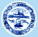 ADMIRAL DEWEY/SPANISH AMERICAN WAR FLOW BLUE PLATE.