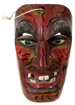 CARNIVAL CARVED WOOD MASK.