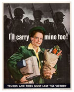 WORLD WAR II "I'LL CARRY MINE TOO" LINEN-MOUNTED POSTER.