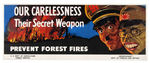 WORLD WAR II CARELESSNESS/PREVENT FOREST FIRES SIGN WITH HITLER & TOJO.