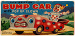 "BUMP CAR WITH POP UP CLOWN" BOXED FRICTION TOY.
