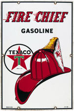 "TEXACO FIRE CHIEF GASOLINE" GAS PUMP PLATE SIGN.