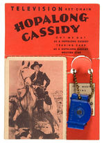 "HOPALONG CASSIDY TELEVISION KEYCHAIN" WITH CARD.