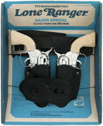 "LONE RANGER SILVER SPECIAL" BOXED DOUBLE GUN & HOLSTER SET.