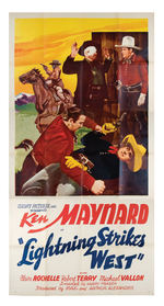 KEN MAYNARD 3-SHEET MOVIE POSTER & TRICK ROPE.