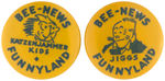 KATZENJAMMER KIDS AND JIGGS PAIR OF RARE 1930s NEBRASKA NEWSPAPER BUTTONS.