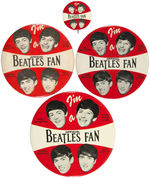 BEATLES FOUR DIFFERENT OFFICIAL BUTTONS FROM 1964.