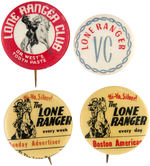 LONE RANGER 1930s-EARLY 1940s GROUP OF FOUR SCARCE BUTTONS.