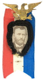 GRANT MEMORIAL RIBBON BADGE WITH CARDBOARD PHOTO AND PLUSH ACCENT.