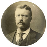 THEODORE ROOSEVELT LARGE UNLISTED AND RARE REAL PHOTO PORTRAIT BUTTON.