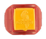 HOWDY DOODY "POLL PARROT" JACK-IN-THE-BOX RING WITH YELLOW TOP.