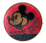 MICKEY MOUSE ENGLISH PAIR OF 1930s ENAMEL ON BRASS PINS.