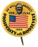 ROOSEVELT GRAPHIC AND RARE 1932 CAMPAIGN BUTTON HAKE #3110.