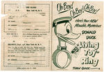 DONALD DUCK 1950 PREMIUM RING WITH KELLOGG’S PEP MAGNET & INSTRUCTIONS.