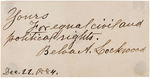 BELVA LOCKWOOD 1st WOMAN ON  PRESIDENTIAL BALLOTS 1884 AUTOGRAPH WITH HER STATEMENT OF PRINCIPLES.