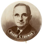 "HARRY S. TRUMAN" 1948 PORTRAIT BUTTON.