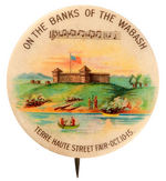 "ON THE BANKS OF THE WABASH" OUTSTANDING 1898 STREET FAIR BUTTON.