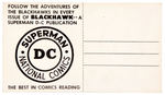 DC COMICS "BLACKHAWKS" FAN CLUB PROMOTIONAL POSTCARD.