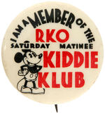 RARE FIRST WE’VE SEEN 1930s MICKEY MOUSE BUTTON FOR “RKO KIDDIE KLUB.”