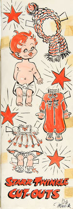 BRENDA STARR CARTOONIST CREATOR DALE MESSICK “STARR TWINKLE” PROTOTYPE ORIGINAL ART FOR DOLL BOX.