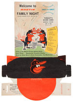 "BALTIMORE ORIOLES DIE-CUT SCORECARD/HAT MENU/AMERICAN LEAGUE CHAMPIONS LIGHTER.