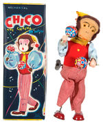 “CHICO THE CHACHA MONKEY” BOXED TIN LITHO WIND-UP TOY BY ALPS.