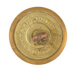 HARRISON 1840 BRASS SHELL CLOTHING BUTTON WITH NEAR MINT LUSTER.