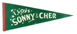 "I LOVE SONNY & CHER" 1960s FELT PENNANT.