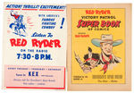 "RED RYDER VICTORY PATROL" PREMIUM BADGE AND COMIC BOOK PAIR.