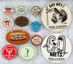 NEWSPAPER BUTTONS RELATED TO OLYMPICS, FOOTBALL, BASEBALL.