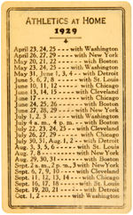 ATHLETICS CELLULOID PASS TO SHIBE PARK PLUS 1929 TEAM SCHEDULE.