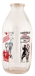 HOPALONG CASSIDY DAIRYLEA MILK BOTTLE W/CAP.