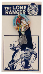 "THE LONE RANGER" c.1956 BUTTON ON RARE CARD FROM WXYZ FOUNDING RADIO ARCHIVE.