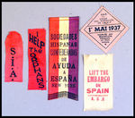 SPANISH CIVIL WAR RIBBONS (4) AND "PARIS" TAG.