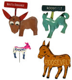 "ROOSEVELT" FOUR LARGER FIGURAL DONKEY PINS.