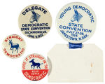 FOUR BUTTONS FEATURING THE DEMOCRATIC DONKEY ALL FROM THE 1930s.