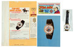 "50TH ANNIVERSARY TOM MIX STRAIGHT SHOOTERS WATCH" WITH WRAPPER/COMIC/POSTCARD.