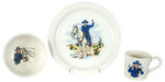 HOPALONG CASSIDY 3-PIECE DISH SET.