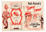 "POLL-PARROT HOWDY DOODY TUK-A-TAB MASK" SET & CAMPAIGN HAT.