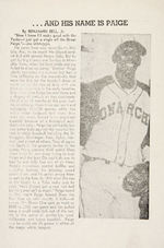 BOB FELLER AND THE WHITE ALL STARS VS. SATCHEL PAIGE AND THE KANSAS CITY MONARCHS PROGRAM.